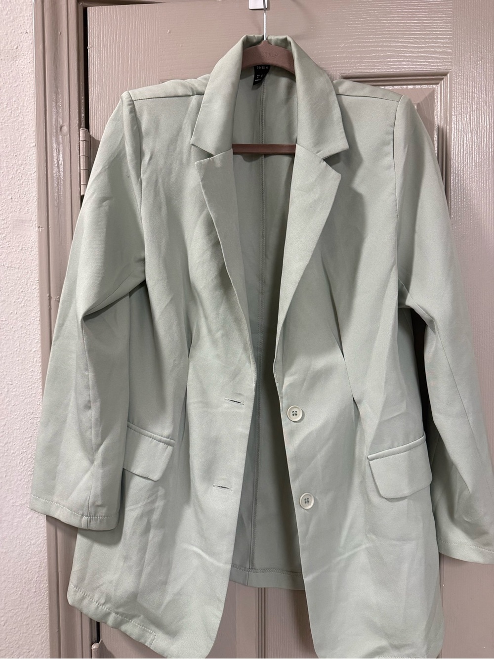 SHEIN Light Mint Green Single-Breasted Blazer